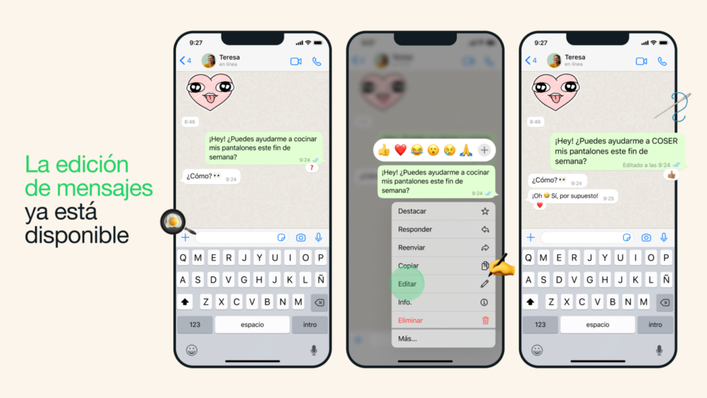 Ya puedes editar mensajes en WhatsApp: una de las funciones más esperadas por fin llega a iPhone y Android, así funciona