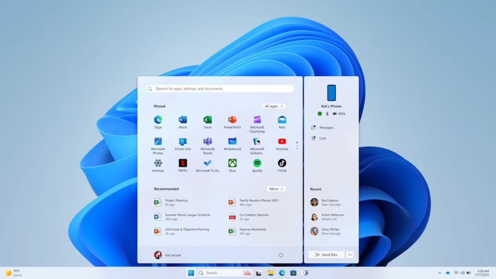 El menú de inicio de Windows 11 se rediseñó y estas son las novedades